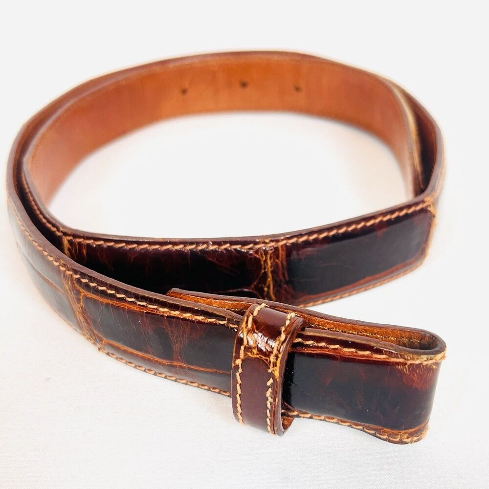 Ralph Lauren Genuine American Alligator Leather Belt Brown Italy Size 30 Strap